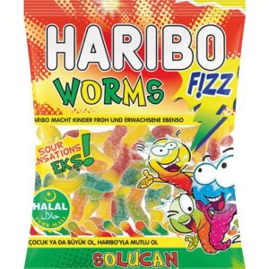 Helal Haribo Fizz Worms 80 g - Eksi Solucan 80 g
